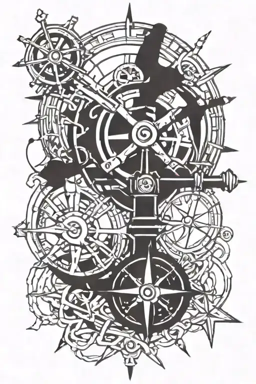 A Movie Reel Intertwined With Nautical Elements Like Anchors And Compasses