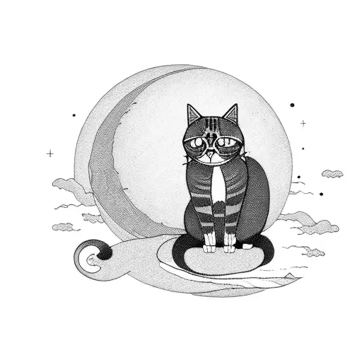 A Cat Sitting On A Moon