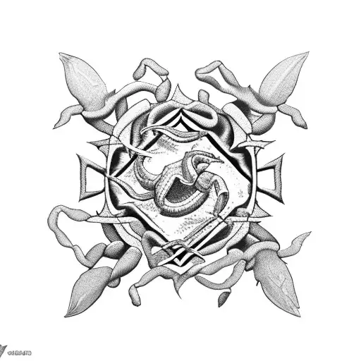 Scorpion With Flowers And Zodiac Signs