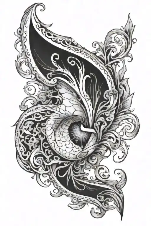 Black And White Tattoo Of Open Vagina With Labia Minora And Clitoris Close Up