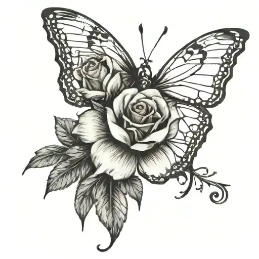A Delicate Rose With Butterfly Wings Instead Of Petals