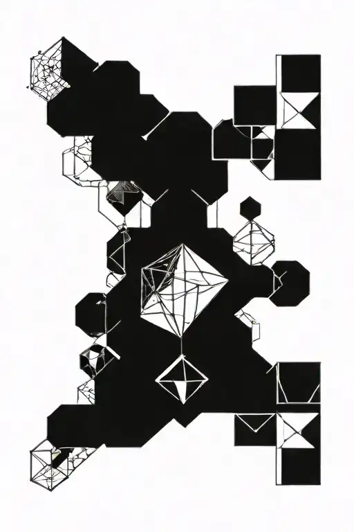 Geometric Cube And Other Shapes Blending In Together From The Peck To Shoulder And Down The Bicep