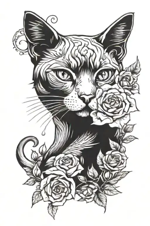 Cat Covered In Roses