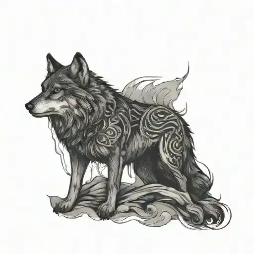 Intense Wolf Tattoo For Neck