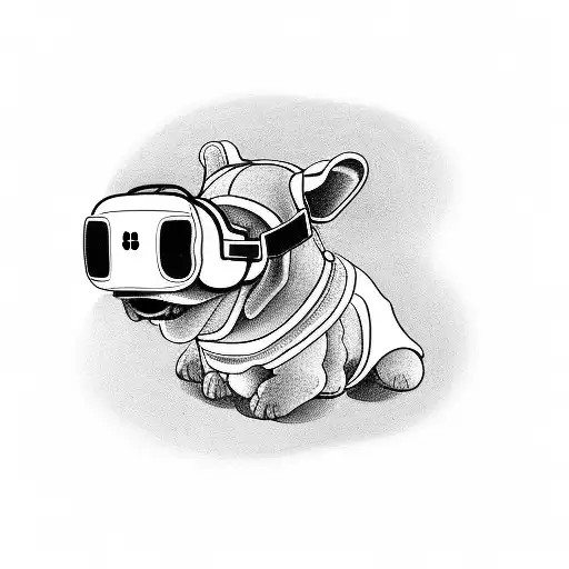 A Dog Wearing Virtual Reality Goggles Playing A Video Game