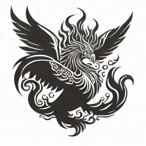 Phoenix Rising From Flames