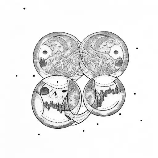 Moon Phases Intertwined With Safety Pins