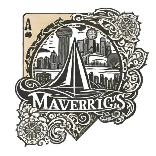 Dallas Mavericks Logo With Dallas Texas Skyline Deck Of Cards