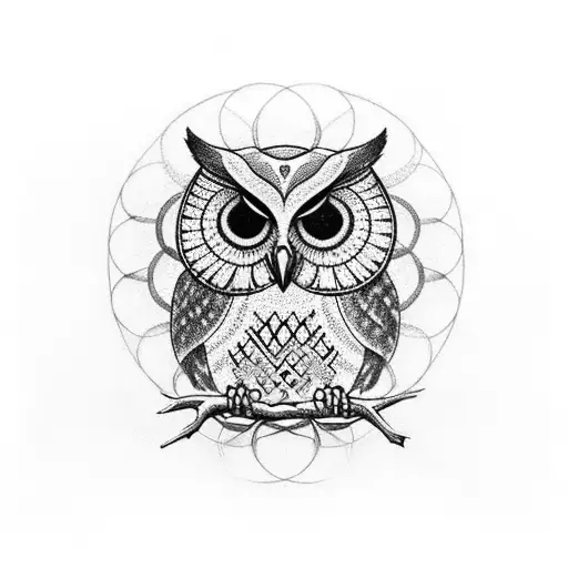 Neck Tattoo Owl Roses Flower Of Life