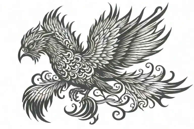 Phoenix Flying To Side View