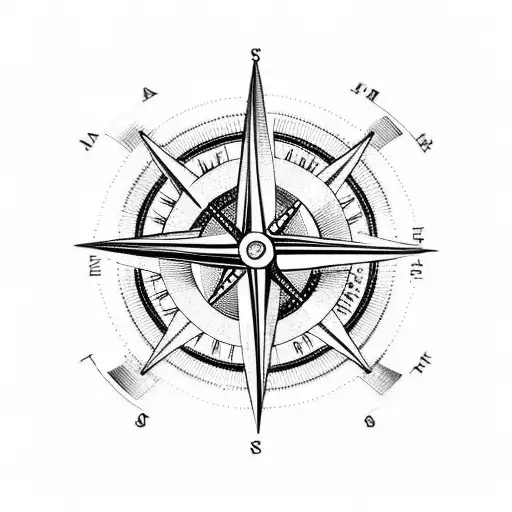 A Minimalist Tattoo Of A Compass With The Phrase '8 Makes 1 Team'