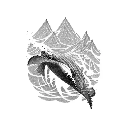 Metalcore-inspired Humpback Whale Surrounded By Dark Waves