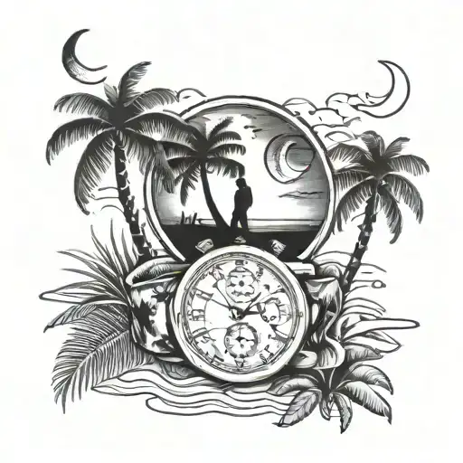 Mom Dad Son Beach Moon Palms Watch