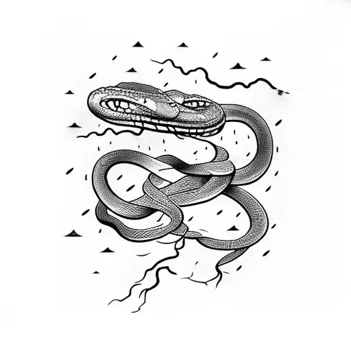 Snake In A Storm With Lightning