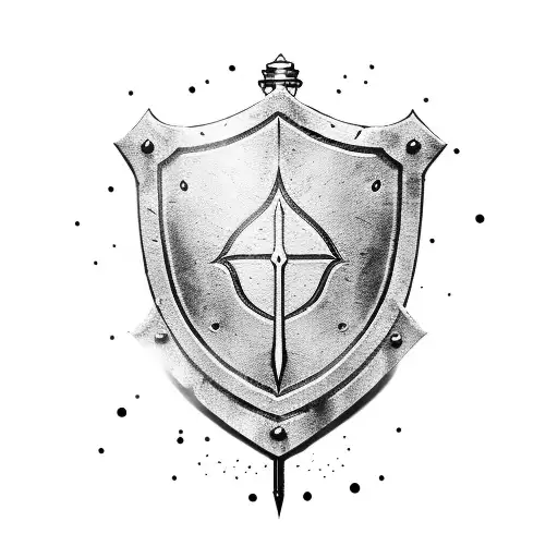 Medieval Heater Shield With A Sword Behind It