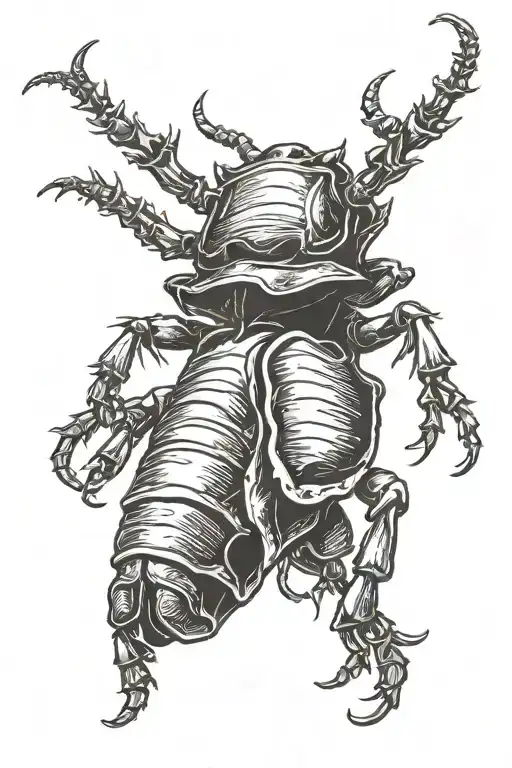 Skeleton Hand Reaching Out To A Rhinoceros Beetle Holding It With Its Claws