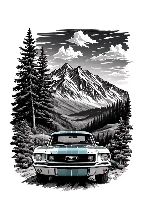 1966 Mustang Mountain Scene