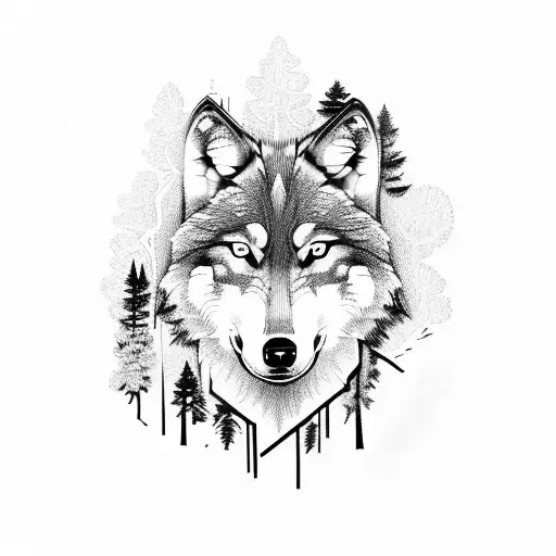 Wolf In A Forest With Alphabet S