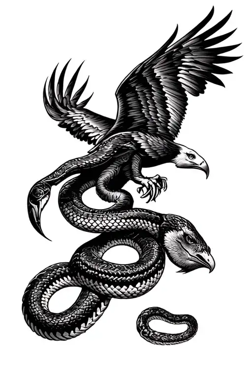 Snake And Eagle Fighting
