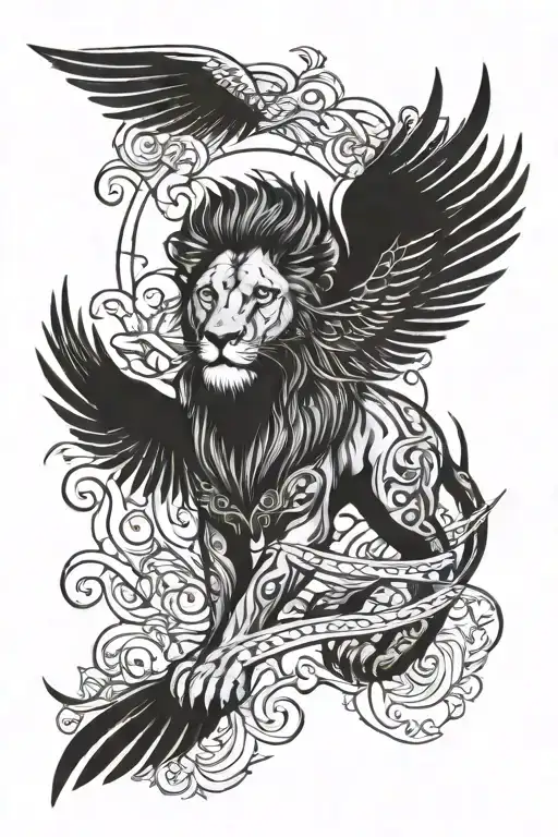 Lion With Wings Spread