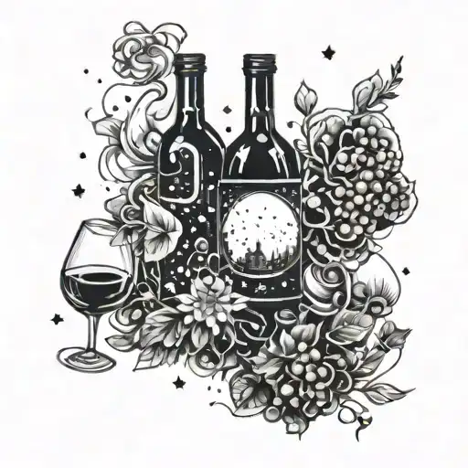 Leo Constellation Formed By A Swirling Galaxy Of Wine Glasses And Bottles