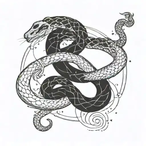 A Constellation Of The Client's Zodiac Sign Intertwined With A Snake