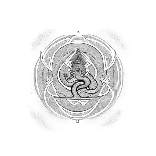 Ohm Symbol With Goes Into A Snake