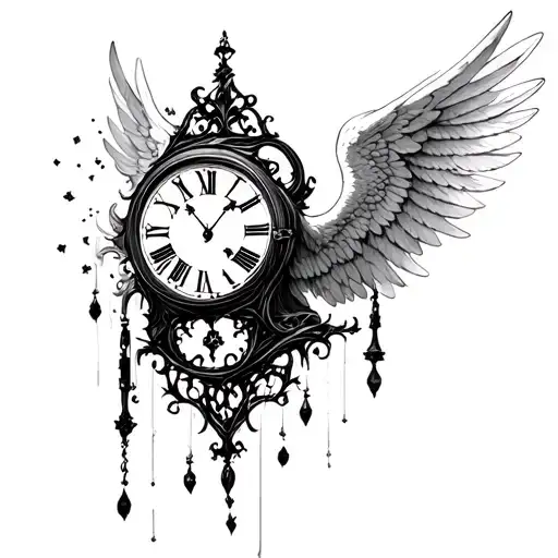 Clock Falling Angel Falling Gothic