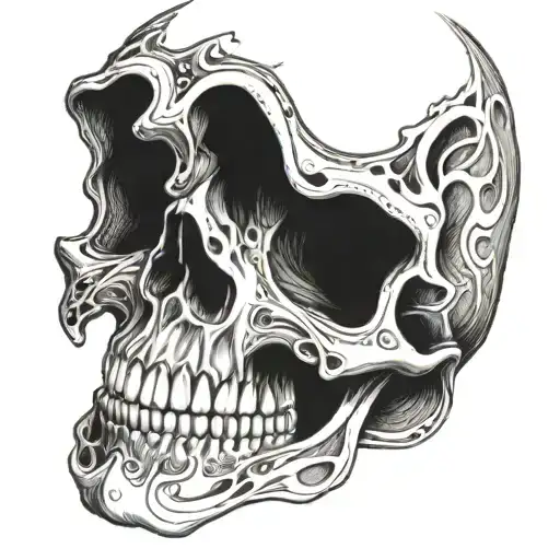 Skull With Number 4 In Its Mouth Open