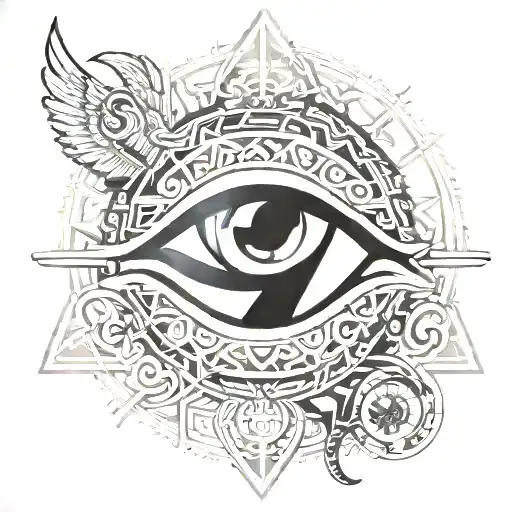 Eye Of Ra With Warrior Symbols