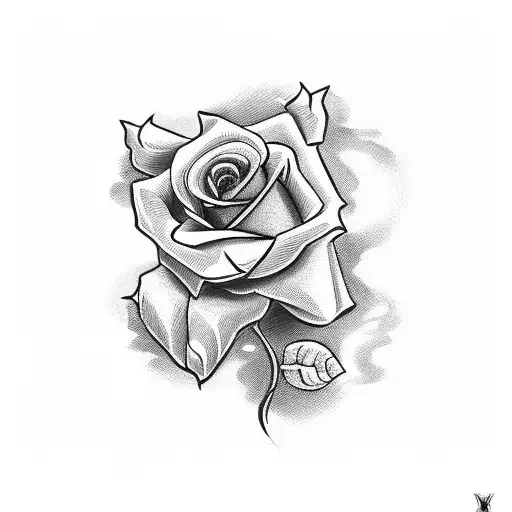 A Cross On The Front And A Rose In The Background