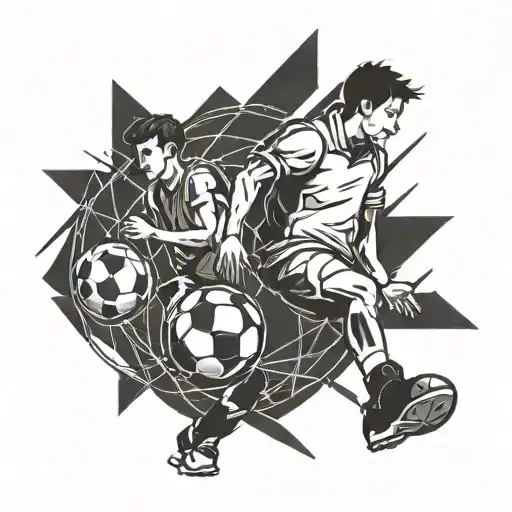 Combine Elements Of Basketball And Soccer Into A Dynamic Sports-themed Tattoo Design