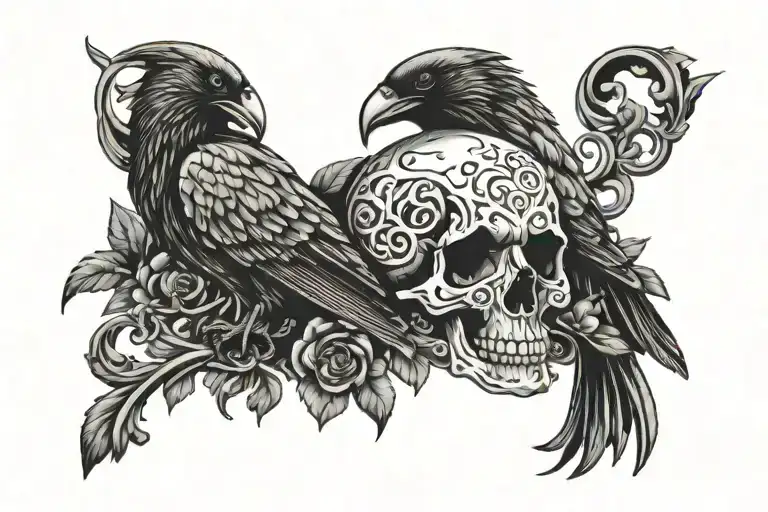 Skull With Ravens