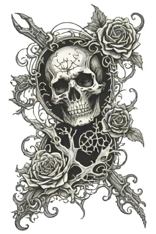 Horror Themed Realism Tattoo With Religious Elements