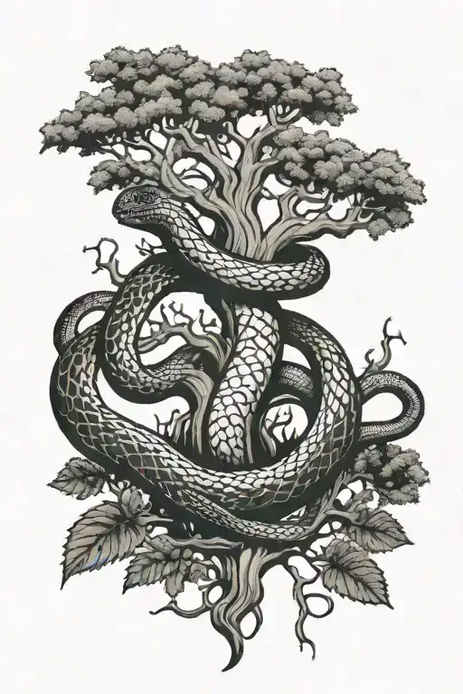 Snake Around Yggdrasil Tree
