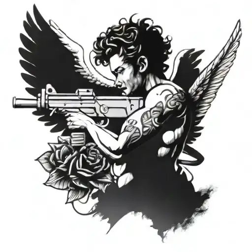 Cupid With An Uzi Submachince Gun