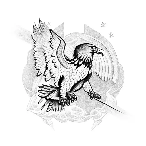 Eagle With Portuguese Boat Under