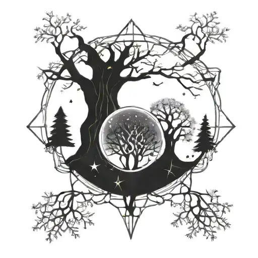 Gemini Constellation Forming 2 Intertwindes Trees