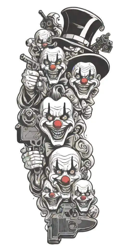 A Money Gun Shooting Out Clown Faces