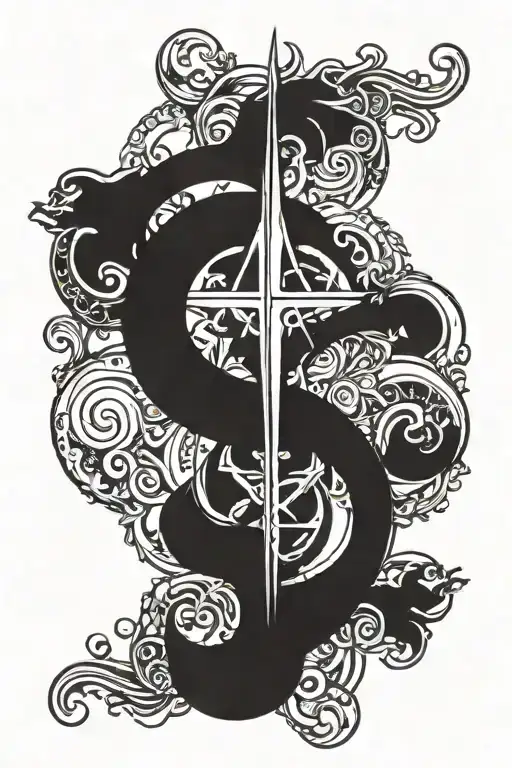 Aesthetic Gothic Style Minimalist Tattoo For Aquarius