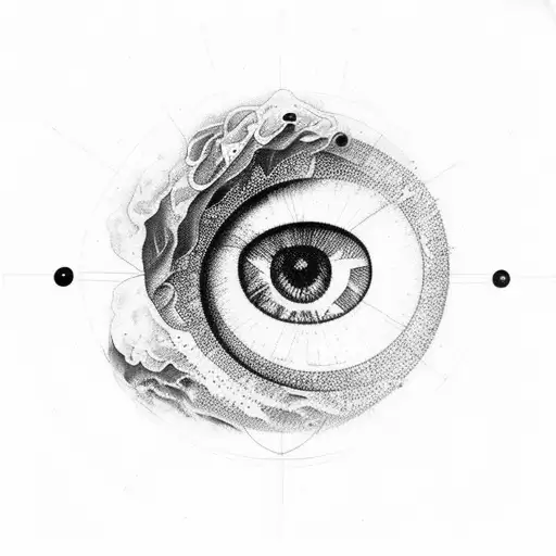 A Realistic Eye In A Triangle Surrounded By A Swirling Galaxy