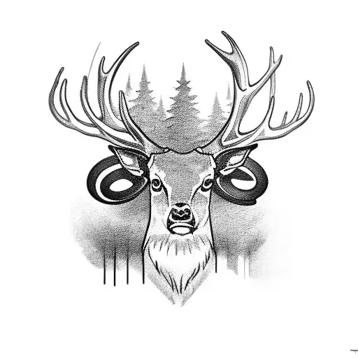 Red Deer With Rings Around The Neck