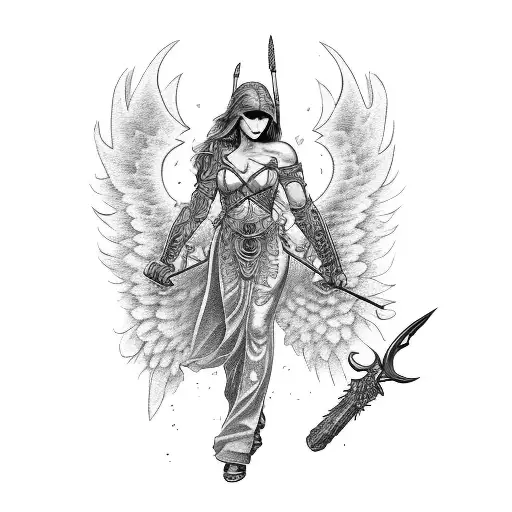 Angel Deamon With Flaming Sword