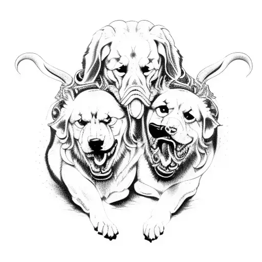 Cerberus Angry Three Headed Dog In Hellfire