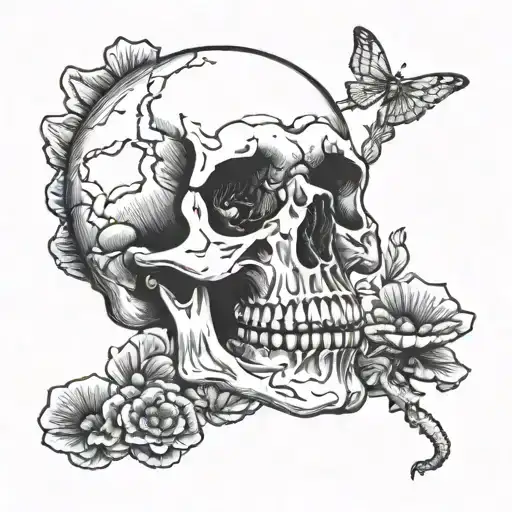 Skull And Mushrooms