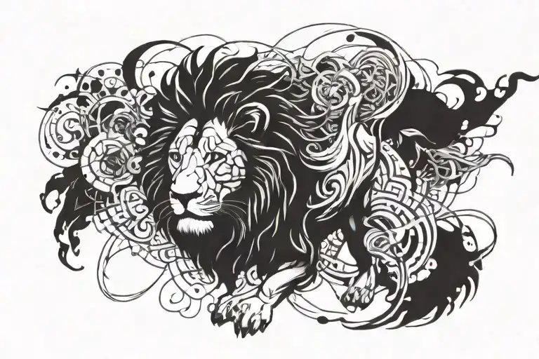 Lion Surrounded In Chaos Of Confusion