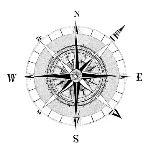 A Compass With Longer North And South Arrows And Roman Numerals