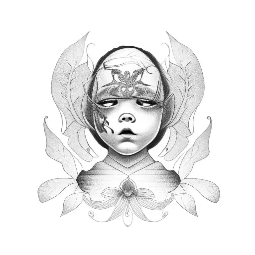 Little Girl With A Death Mask