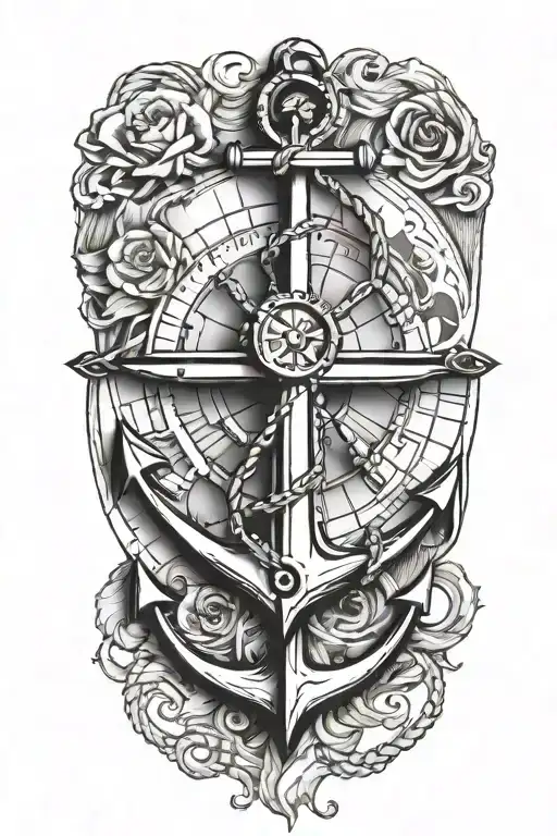 Anchor With Compass Above It