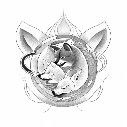A Yin Yang Symbol With A Fox And Kangaroo Intertwined Within It